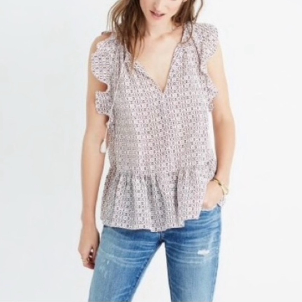 Madewell Lily Ruffle Top Peplum Size Medium Women’s